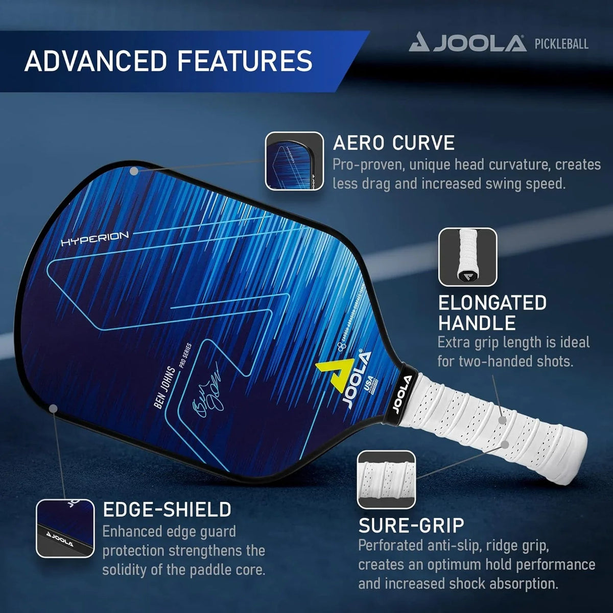 JOOLA Hyperion CAS 16mm Pickleball Paddle - View 6